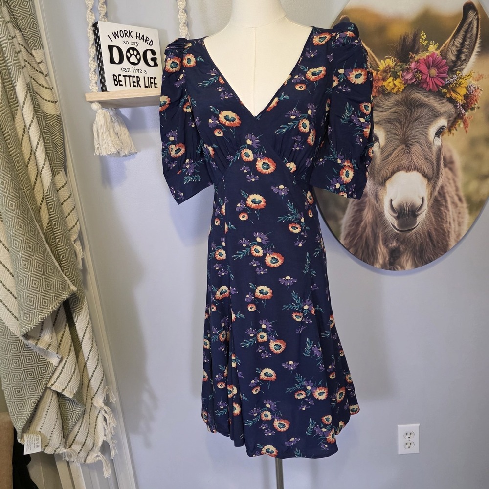 Polo Ralph Lauren Floral Crepe Mutton Sleeve Dress Size‎ 2 Cottage Romantic Chic
